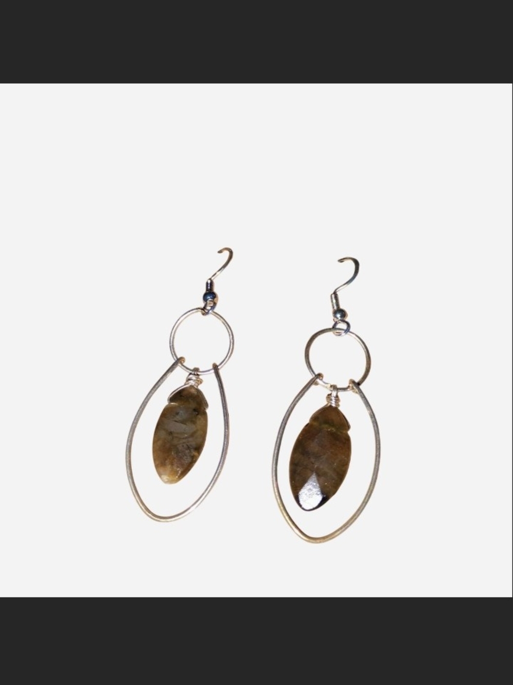 Handcrafted Brown Stone Dangle Hoop Earrings - Women Jewelry